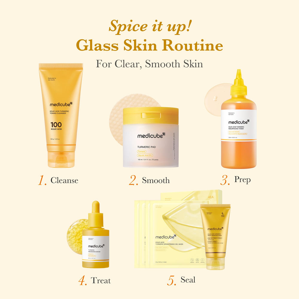 Medicube Kojic Acid Turmeric Toner shows glass skin finish in this closeup.