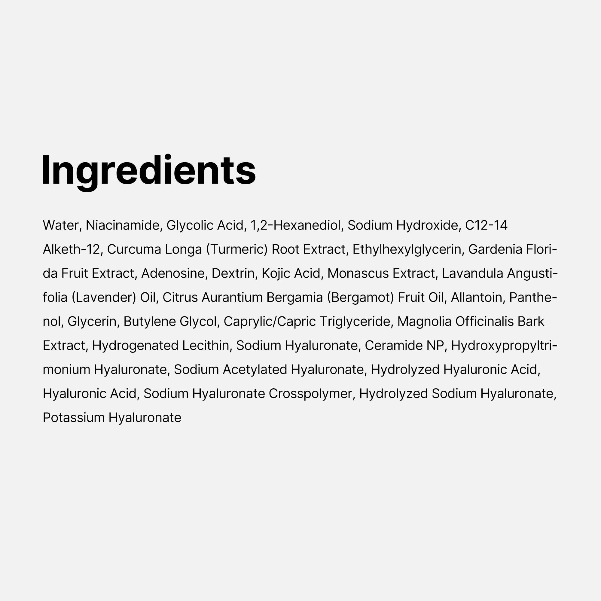 Medicube Kojic Acid Turmeric Toner packaging on box highlights ingredients.