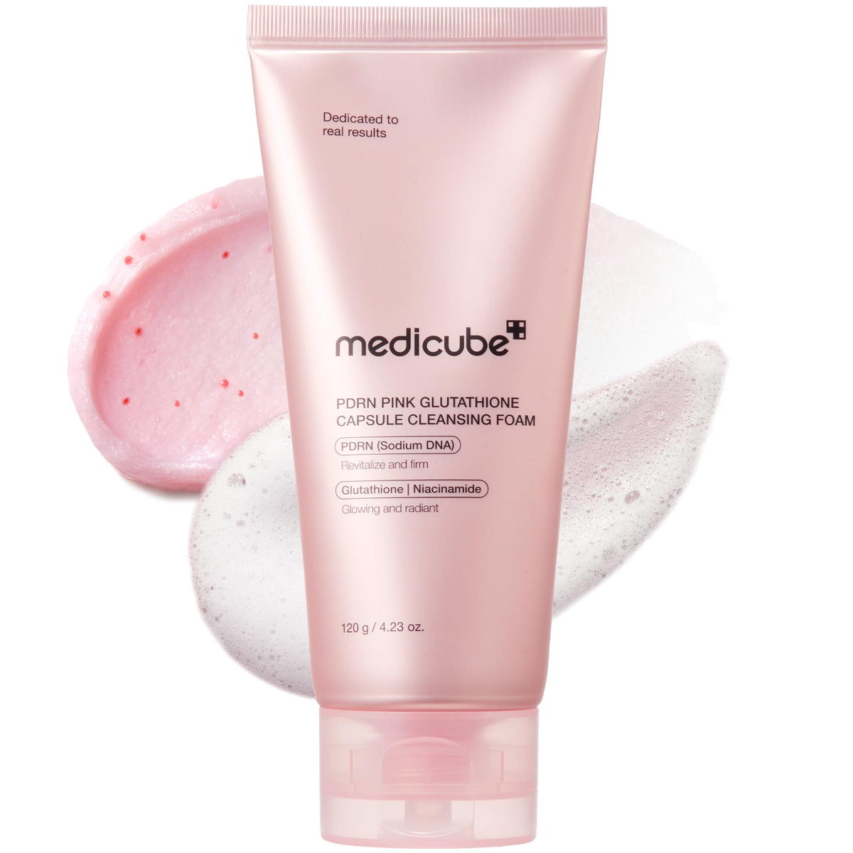Medicube limpiador facial con cápsulas PDRN y glutatión encapsulados en botella para limpieza profunda
