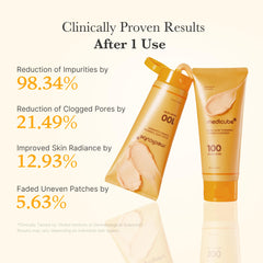 Medicube rostro tras lavado muestra tono uniforme y piel radiante.