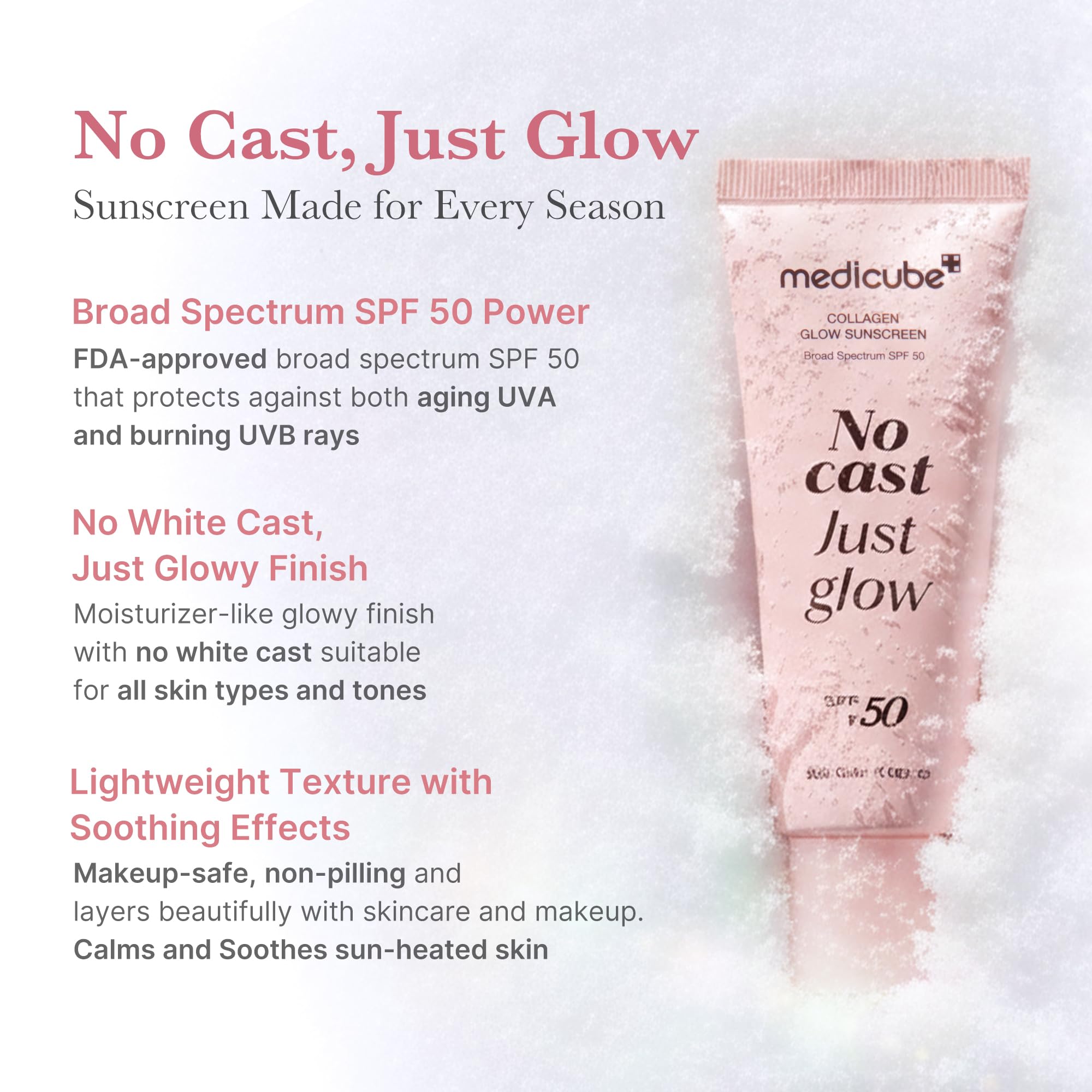 Medicube No Cast Just Glow: aplicación suave en la piel para acabado natural