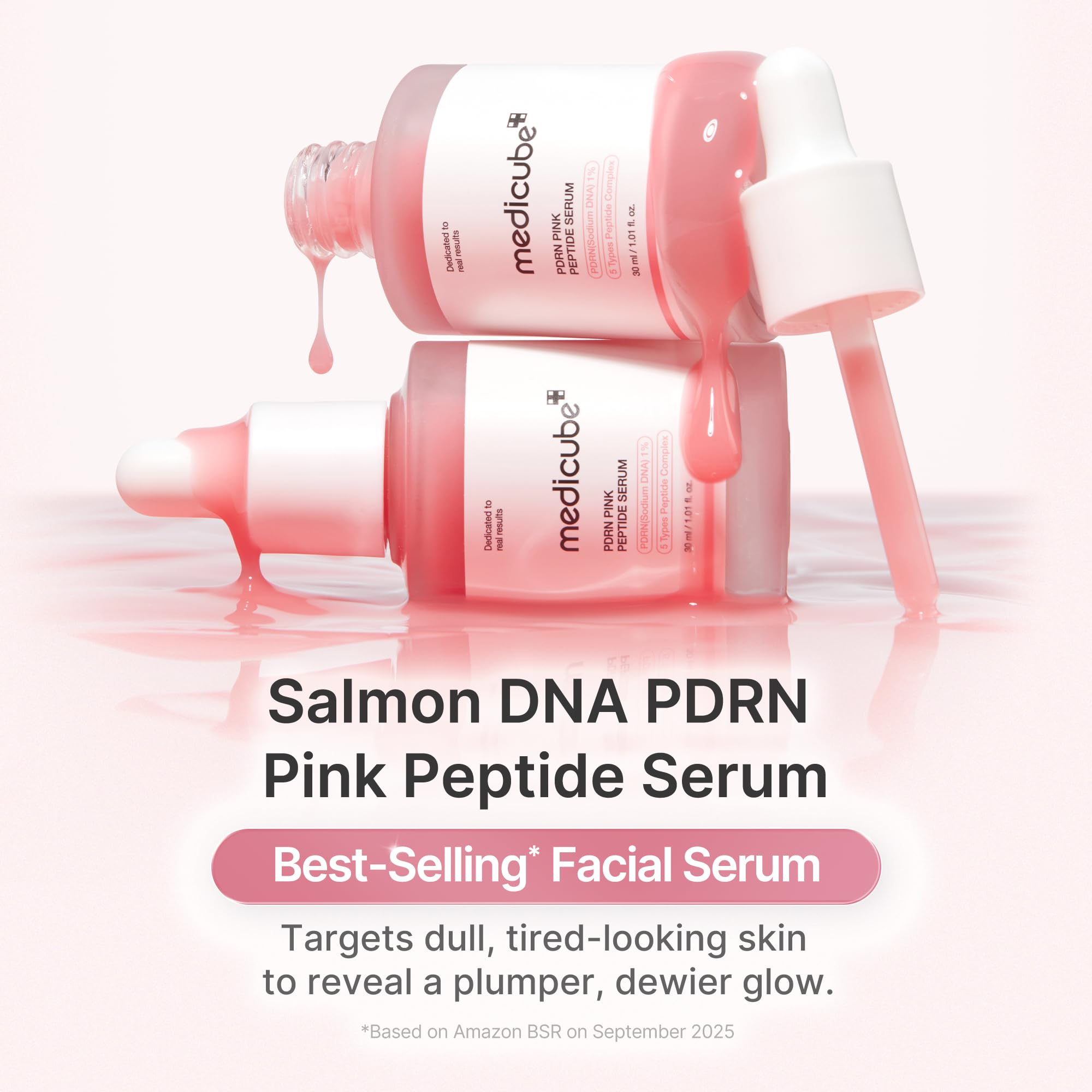 Close-up of Medicube PDRN Pink Peptide Serum dropper for precise daily use.