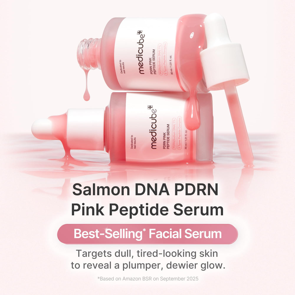 Close-up of Medicube PDRN Pink Peptide Serum dropper for precise daily use.