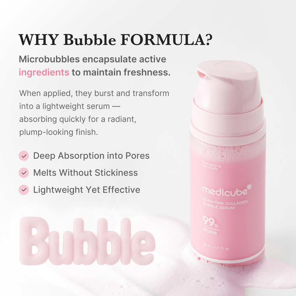 medicube pdrn rosa burbuja serum – apto para piel sensible