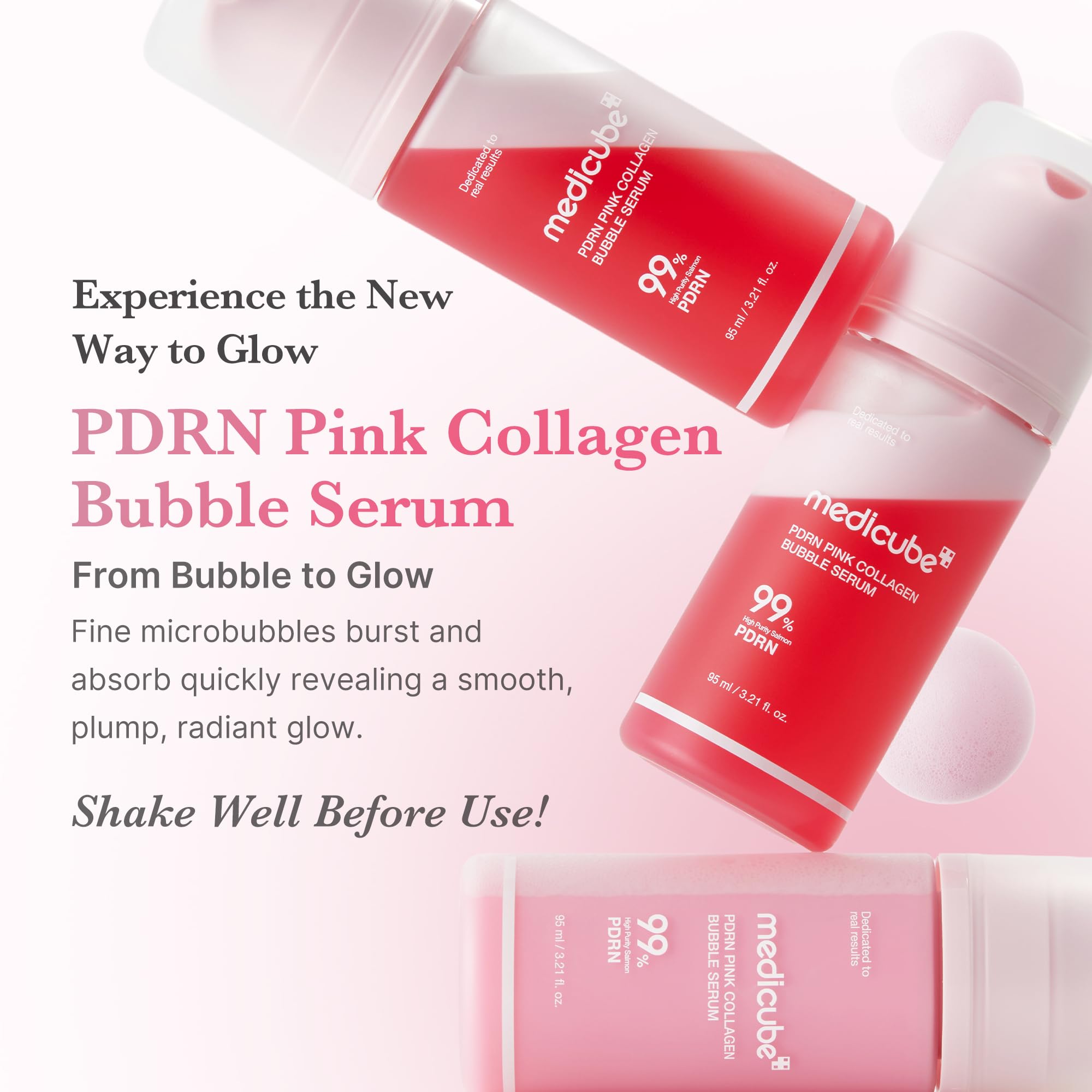 medicube pdrn rosa burbuja serum – textura suave para aplicación cómoda