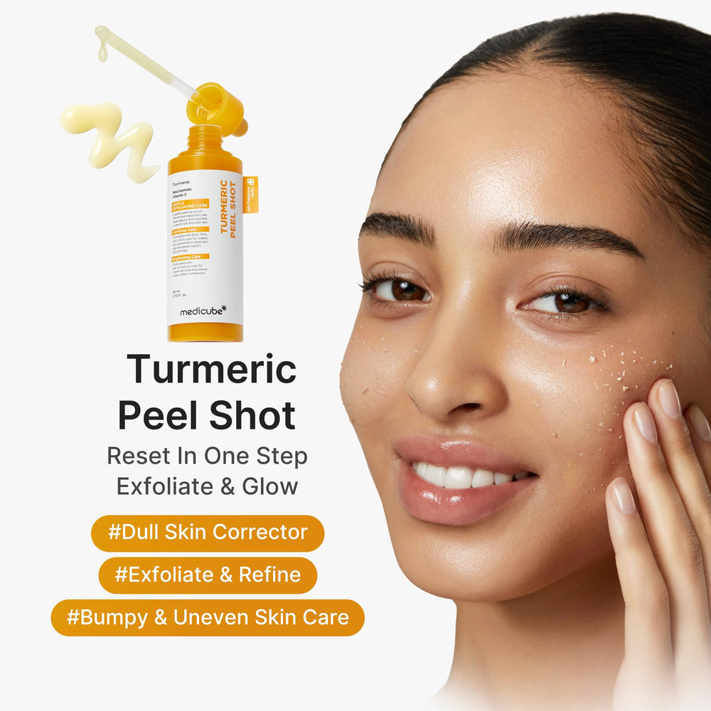 medicube Peel Shot with Turmeric bottle-pour demonstrating easy, controlled application