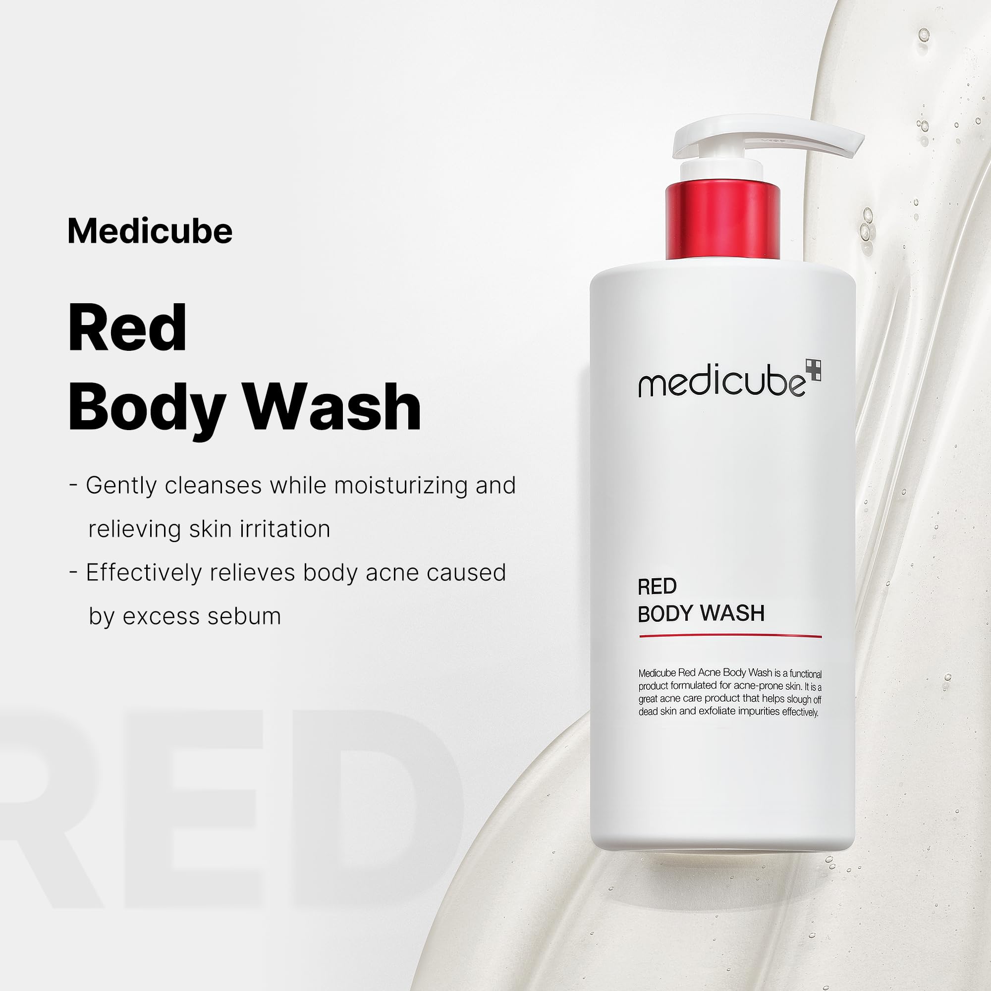 Medicube Red Body Wash: espuma suave al usar, sensación fresca.