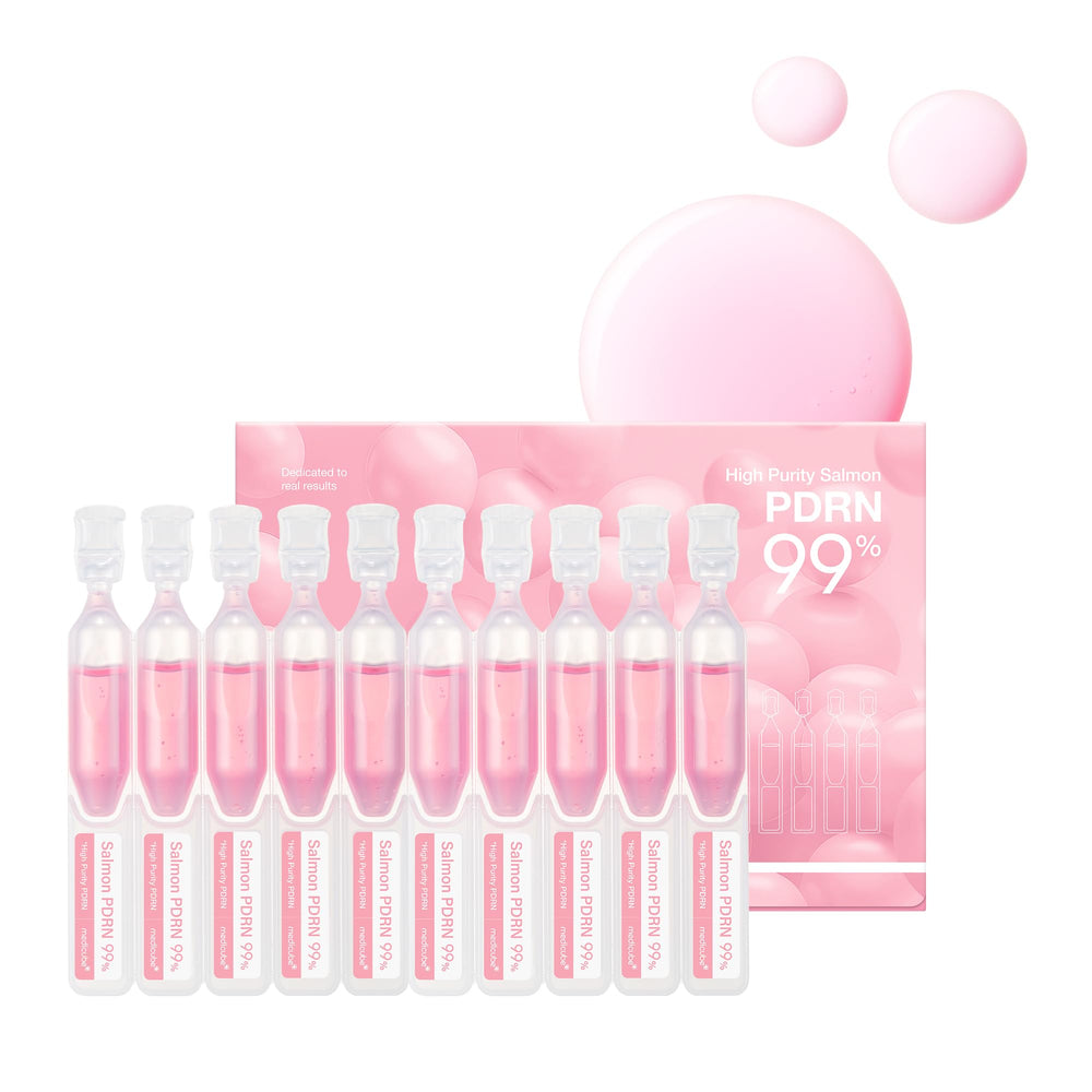 Medicube Salmon DNA PDRN Pink Serum, bote, sensación fresca y piel más luminosa.