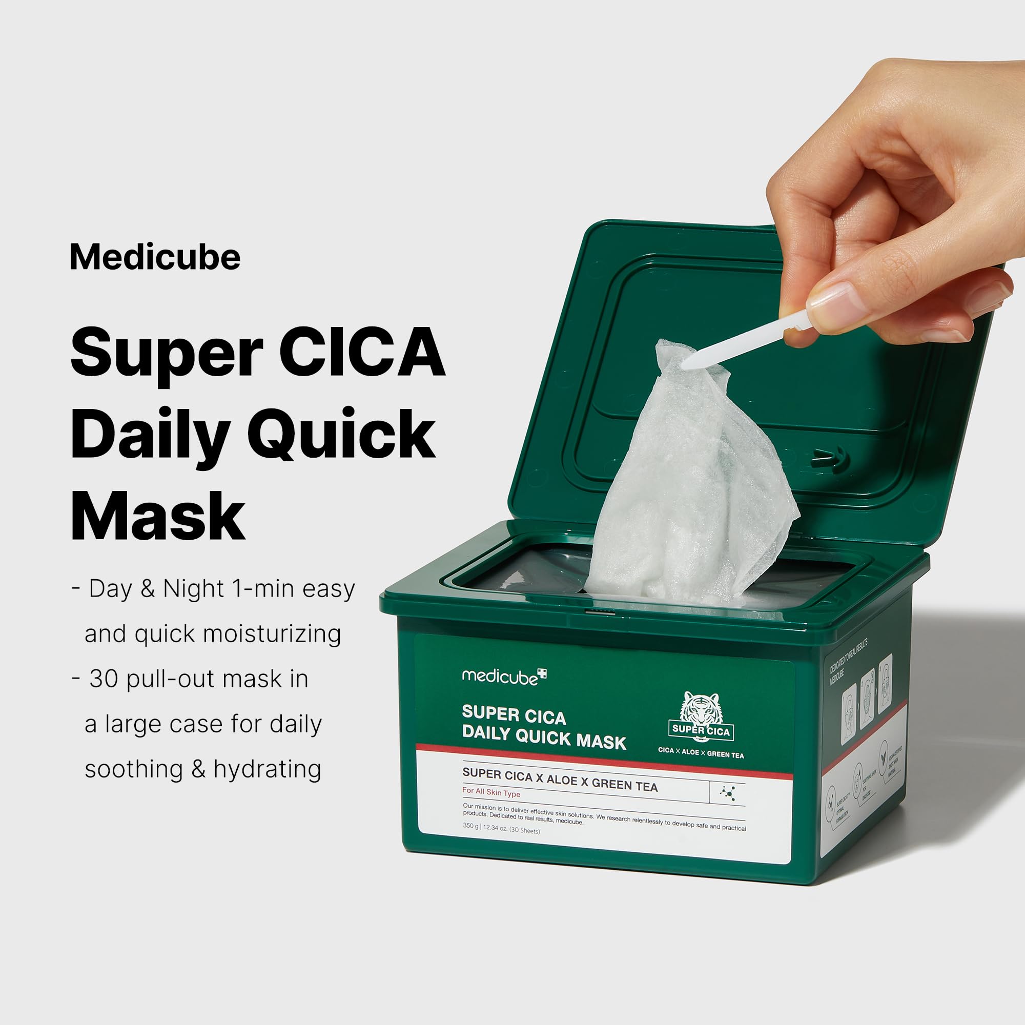 Medicube Super Cica Diario – mascarilla en hoja que ofrece frescura y alivio suave.