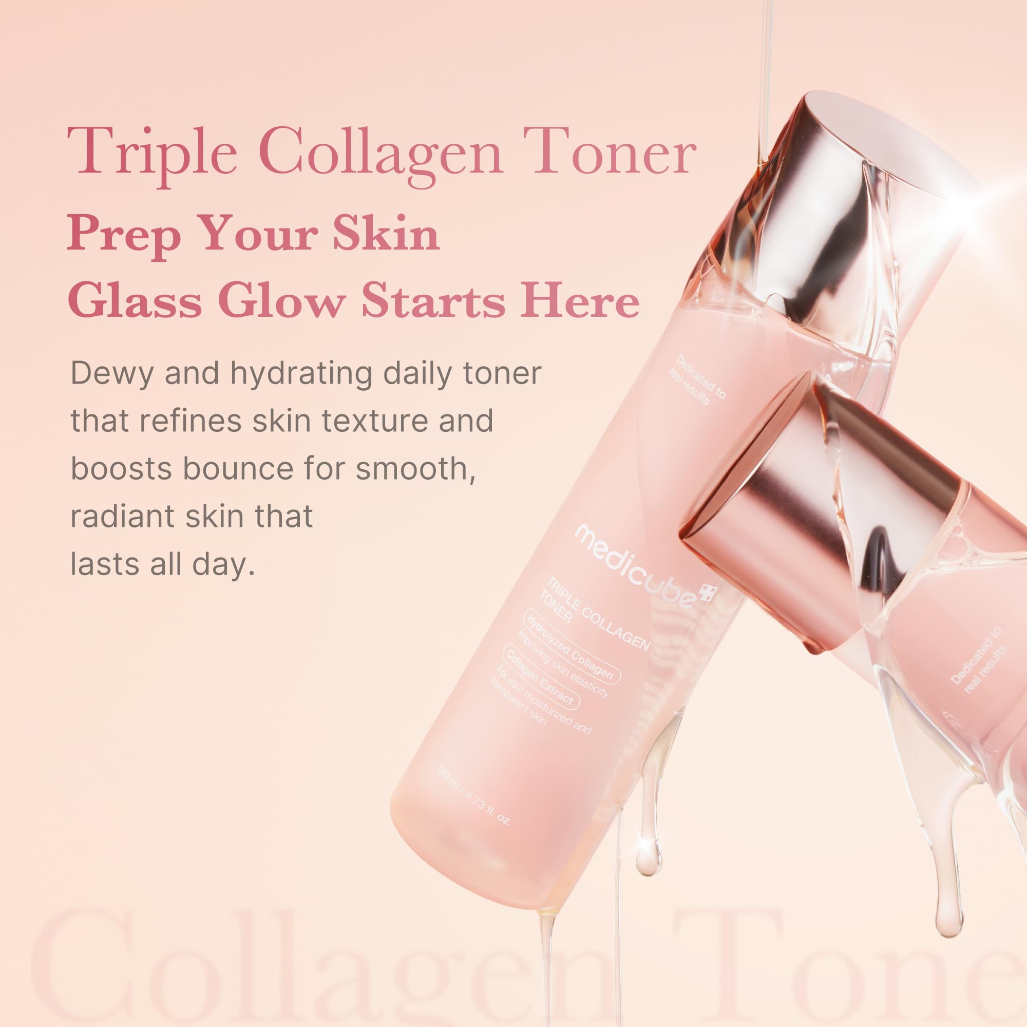 Medicube Triple Collagen Toner, aplicación manual para uso diario