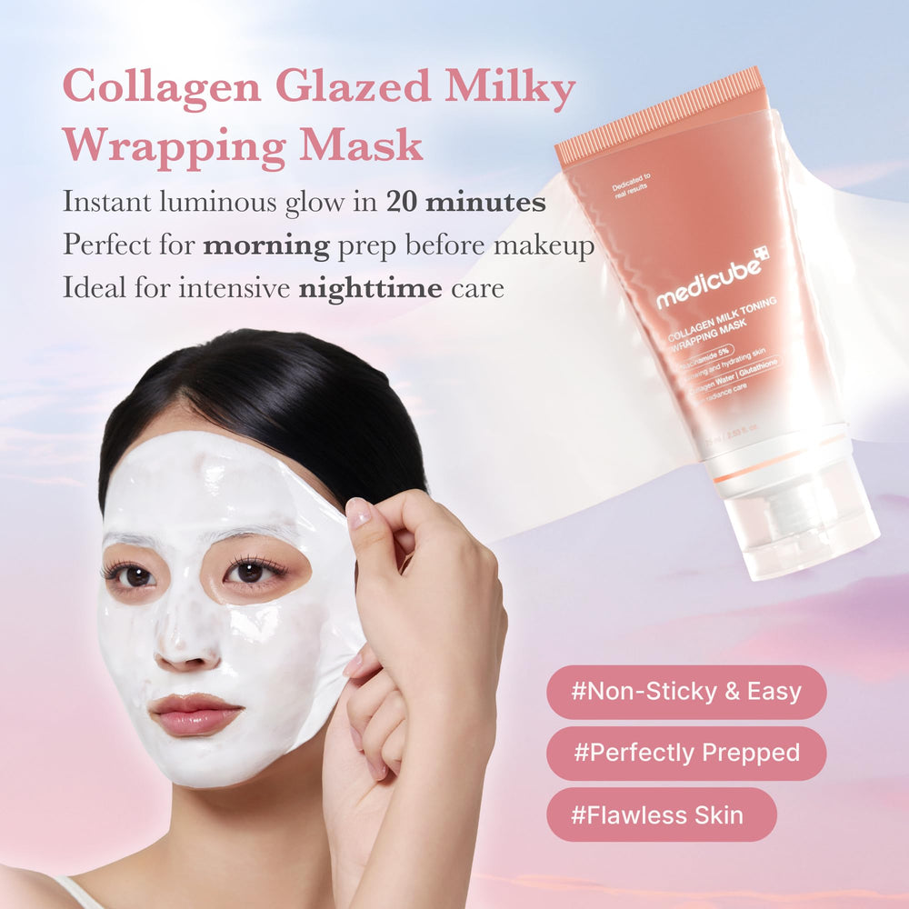 Medicube Wrapping Mask triple-glow-complex hydrates and evens complexion for a radiant look.