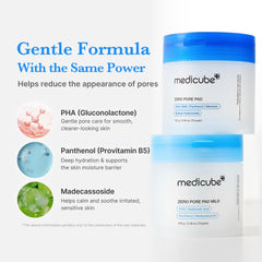 Medicube Zero Pore Pad Mild 2.0 pad closeup shows textured surface.
