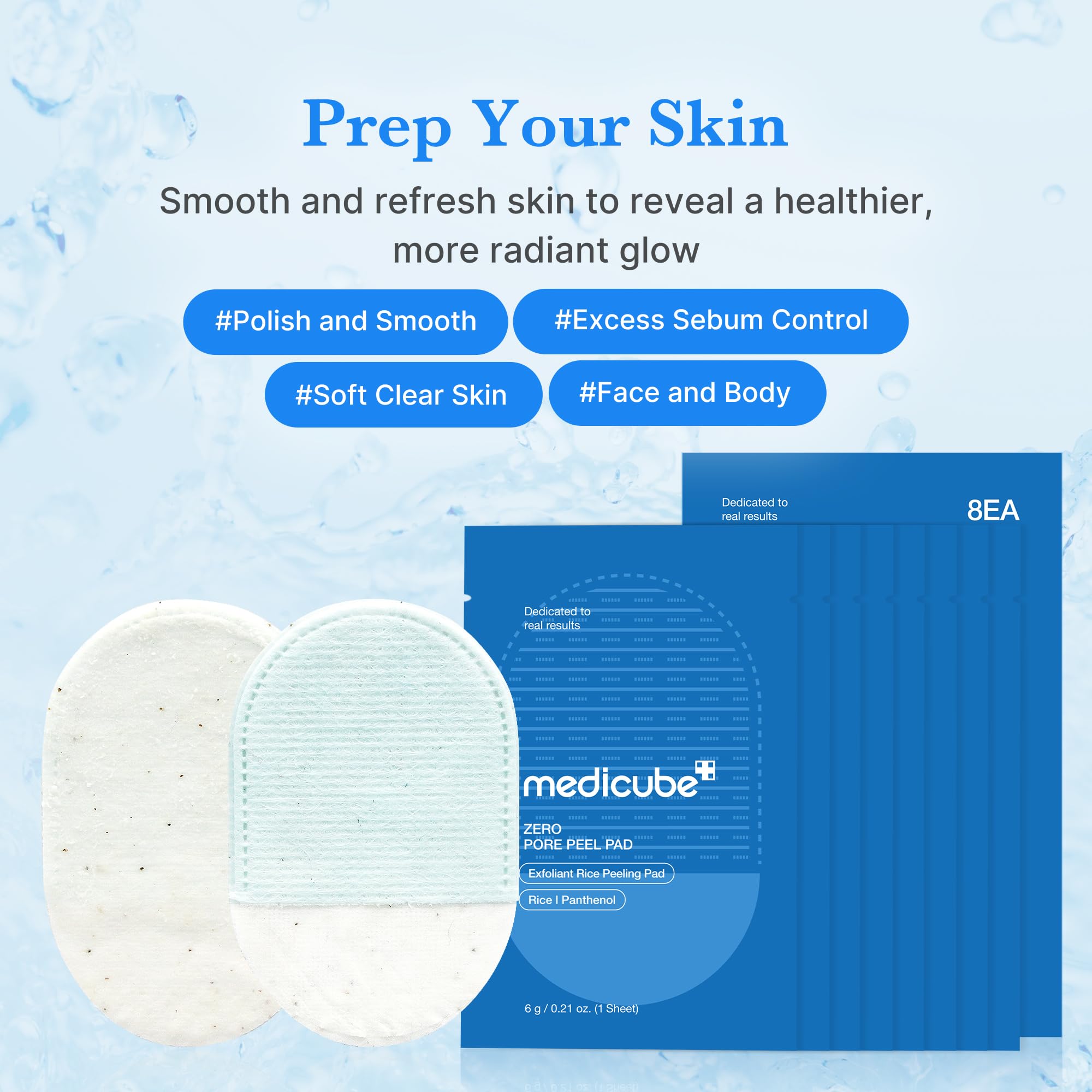 Discos Medicube Zero Pore Peel, lado doble para suavizar y pulir piel facial y corporal.