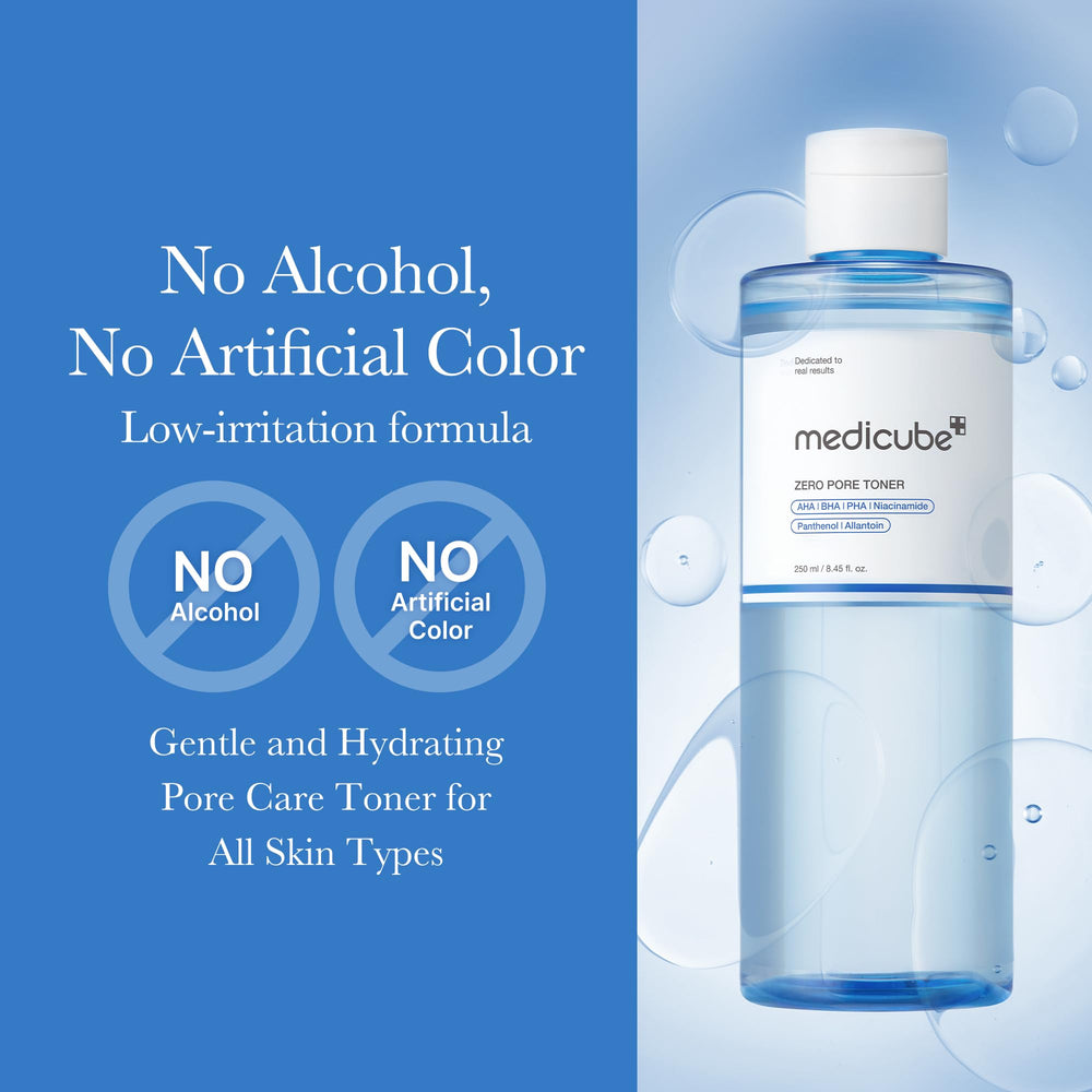 Medicube Zero Pore Toner hyaluronic acid glow visualization for deep hydration.