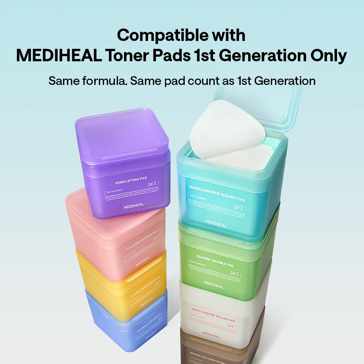 Mediheal almohadillas enzimas fito, tejido en espiral para cuidado suave y concentrado.