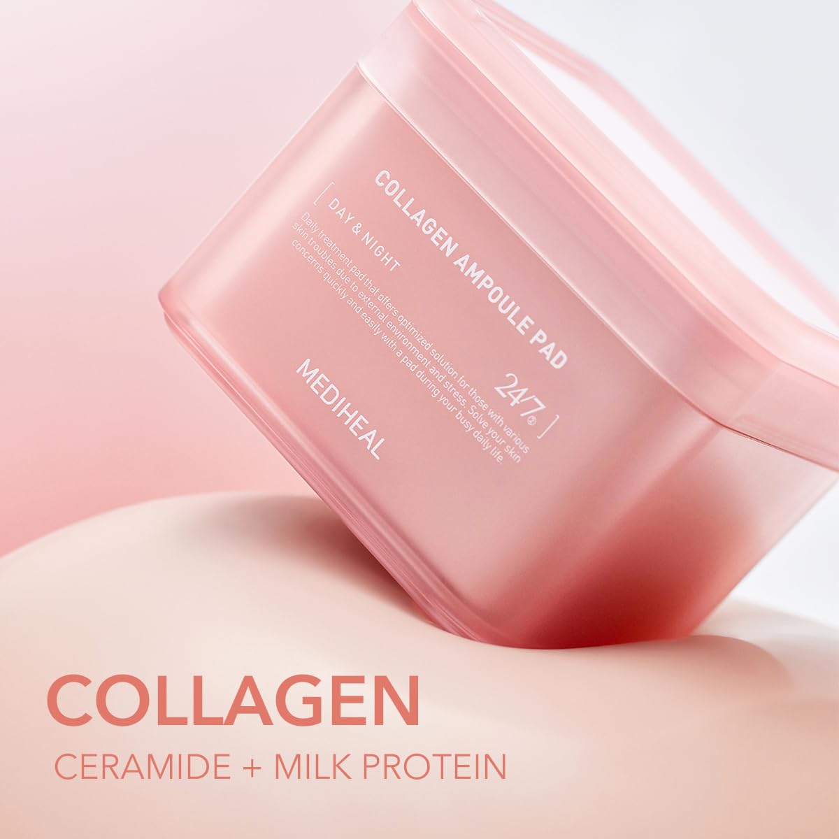 Mediheal Collagen Ampoule Pad use as mask highlights easy intensive care.