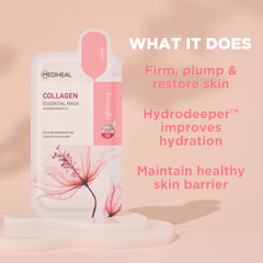 Mediheal Collagen Essential Mask application closeup ready for a comfortable fit.