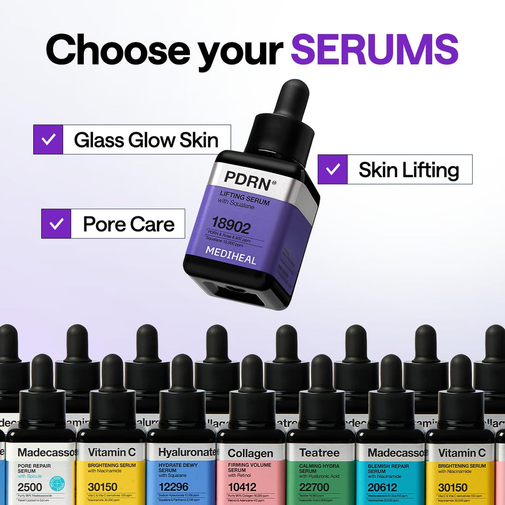 Mediheal PDRN Elevación Serum, textura sedosa gracias al escualano para piel suave y luminosa.