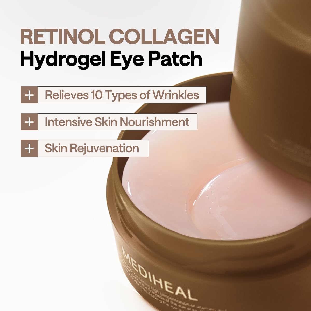 Mediheal Retinol Collagen patches being applied for a soothing moment.