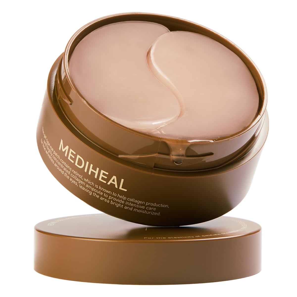Mediheal Retinol Collagen eye patches in packaging, signaling nourishing care for tired eyes.