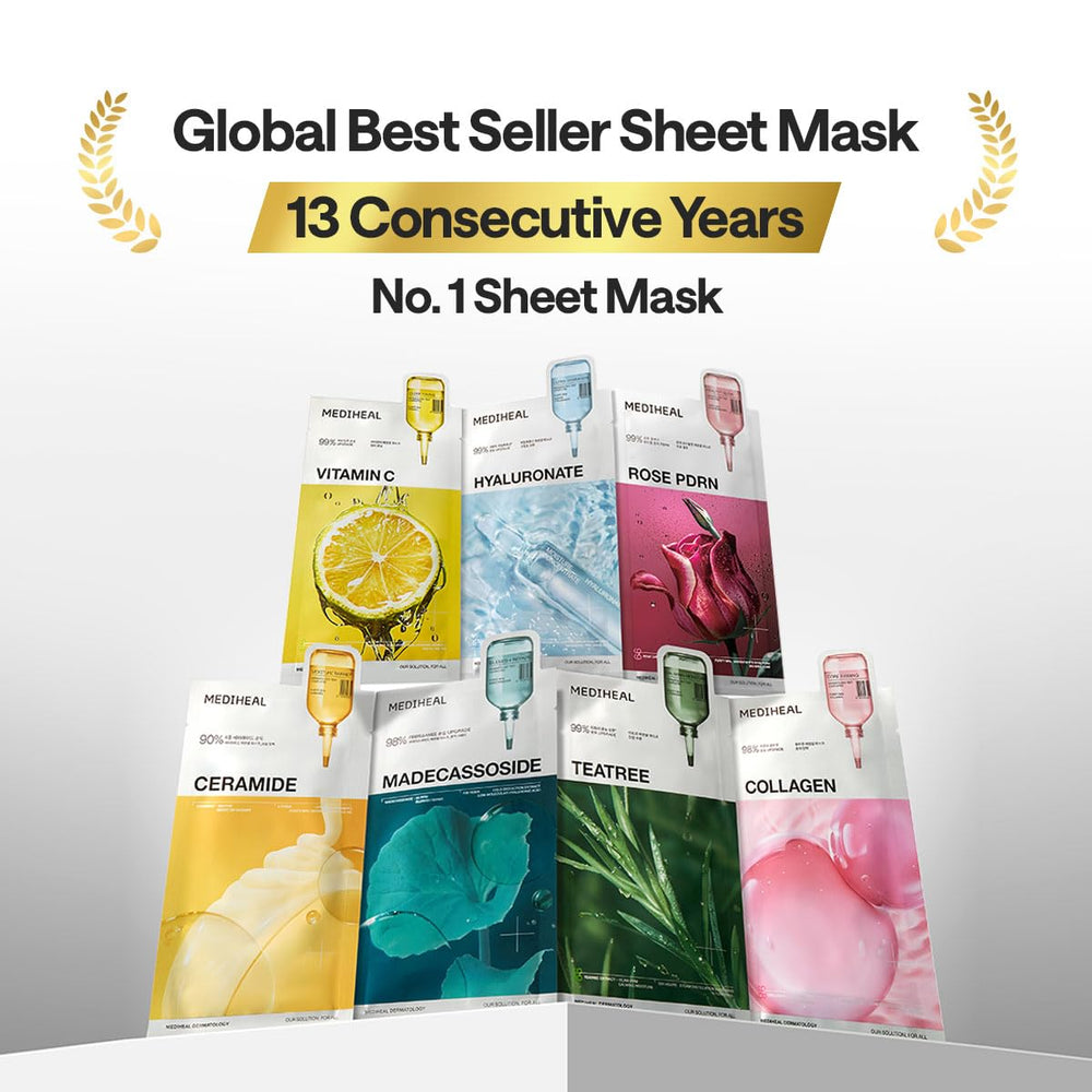 Mediheal Rose PDRN mask packaging highlights vegan formula for clean beauty.