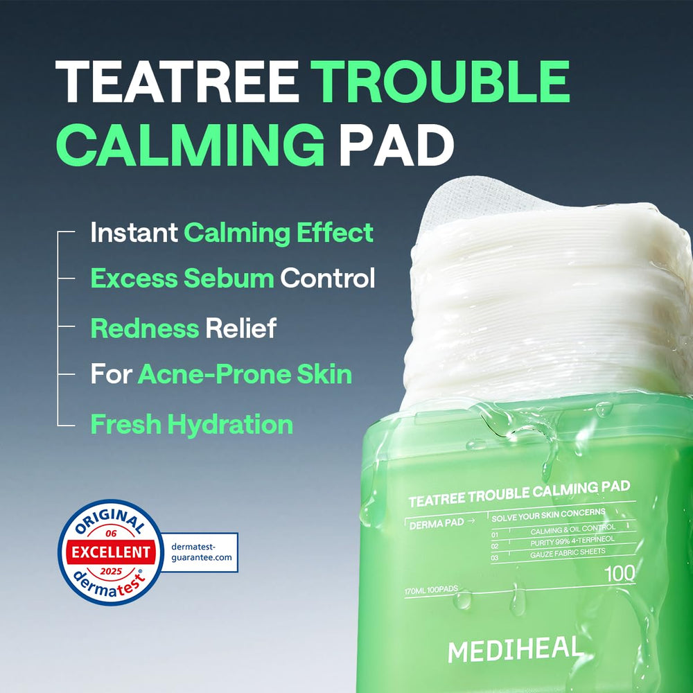 Mediheal Teatree Toner Pads sheet mask use targets areas for soothing treatment.