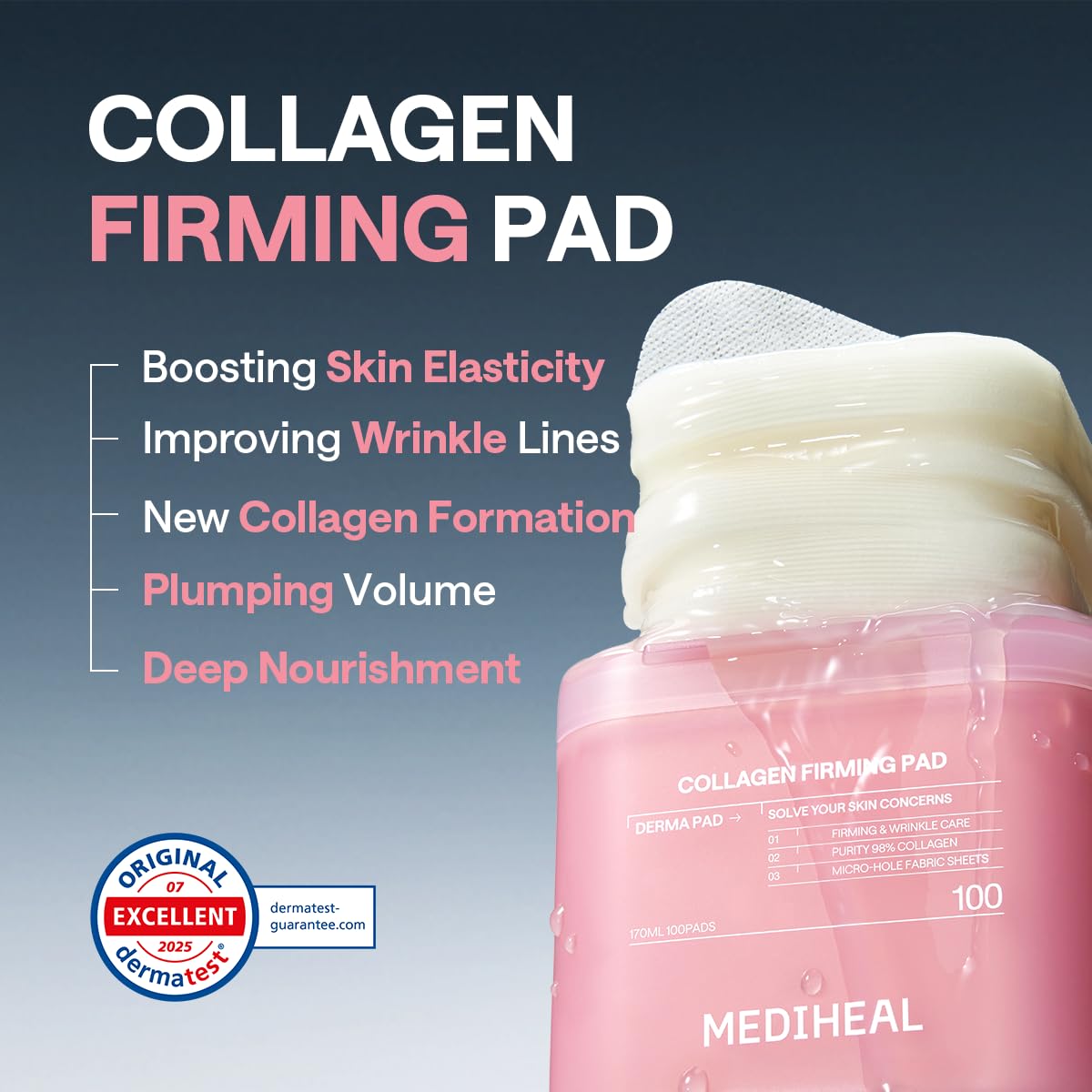 Mediheal Toner Pads 100-count box display for easy daily use.