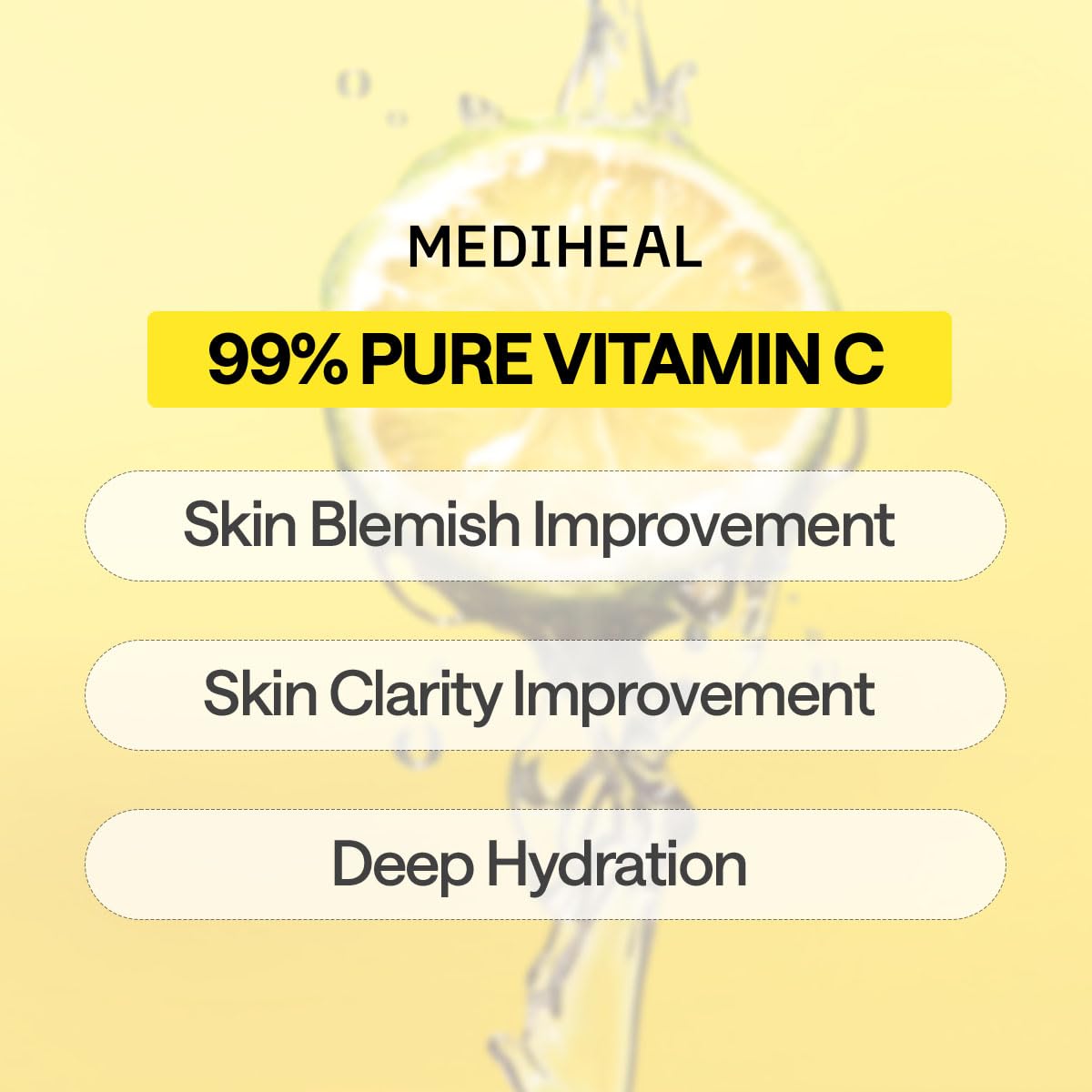 Close-up of Mediheal Vitamin C essence droplets for hydration.