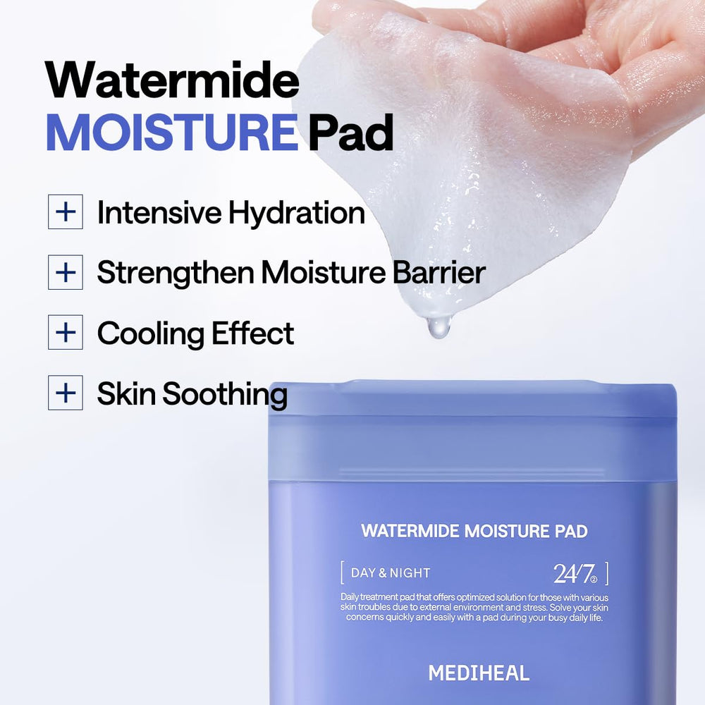 Mediheal Watermide Moisture Pad Icelandic Glacial Water cools and refreshes skin.