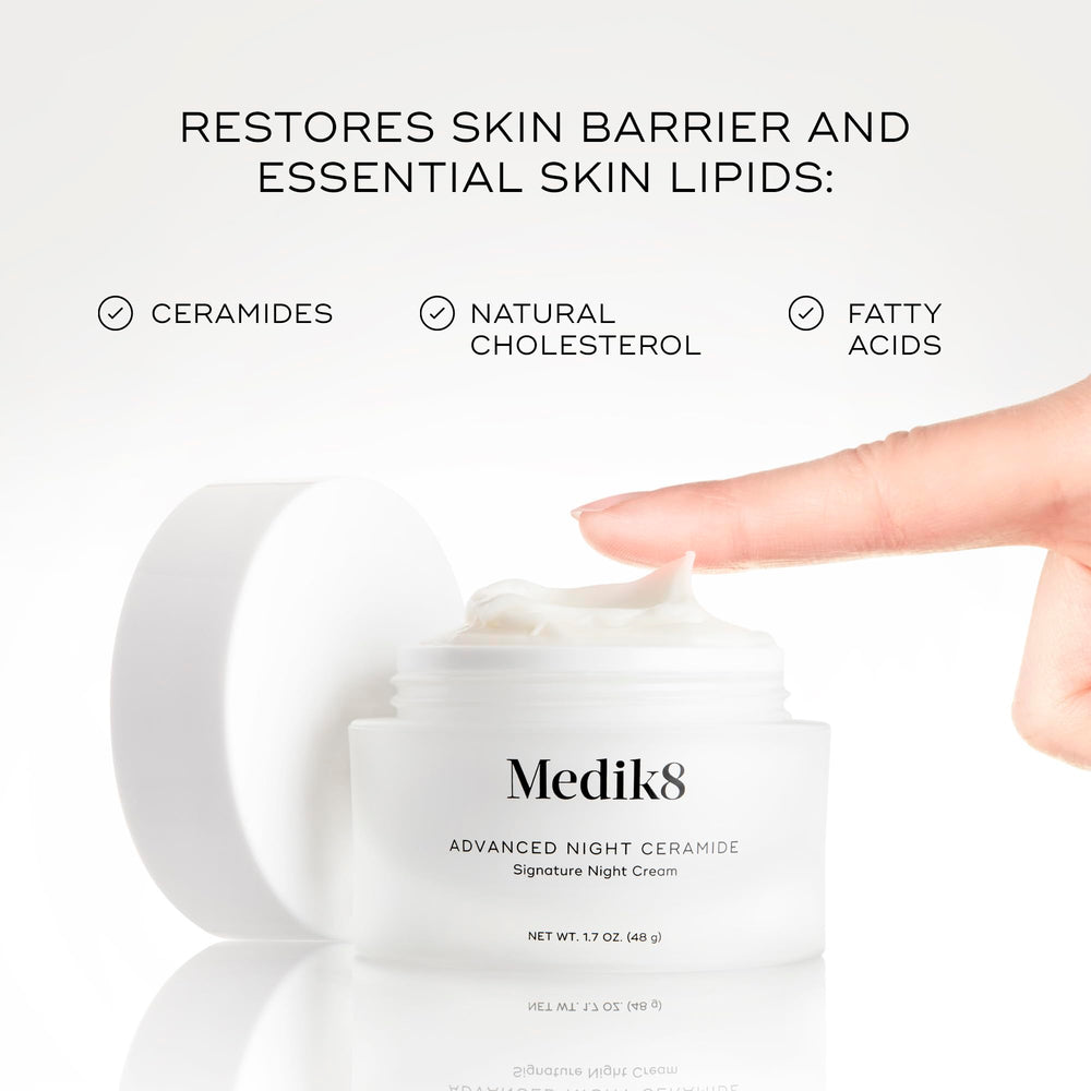 Medik8 Advanced Night Ceramide packaging box shown to emphasize premium, science-driven skincare.