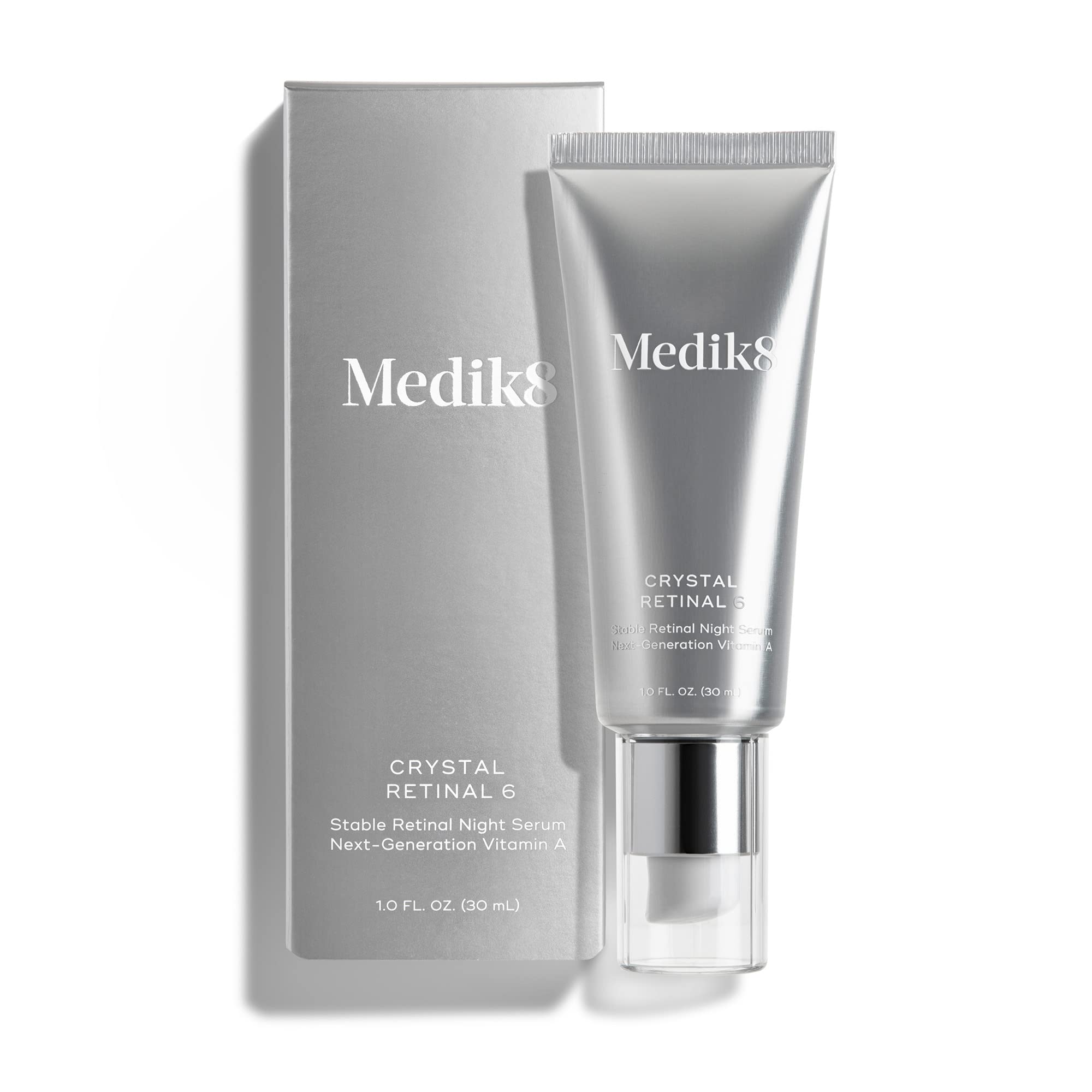 Medik8 Crystal Retinal 6 texture swirl reveals a smooth, hydrating night serum feel.