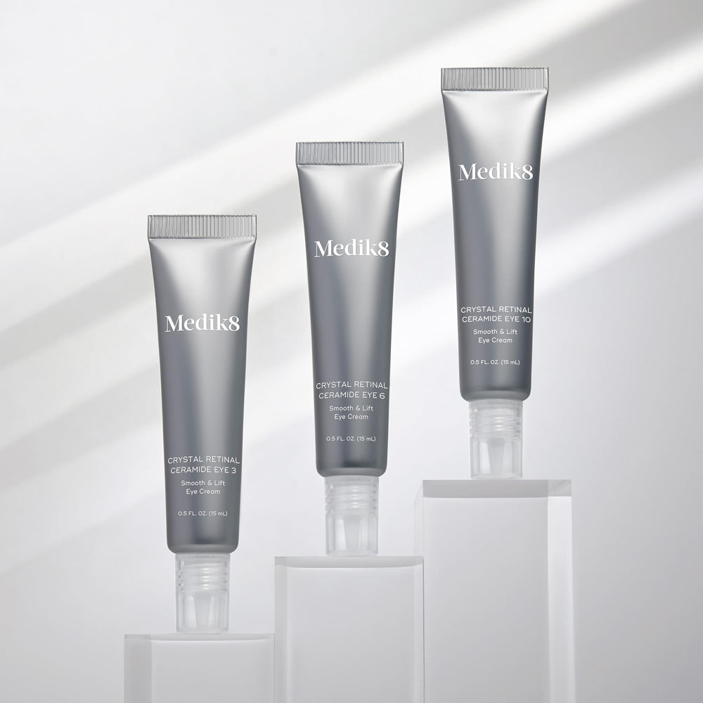 Medik8 Crystal Retinal Ceramide Eye 3 application under-eye demonstrates soothing daily use.