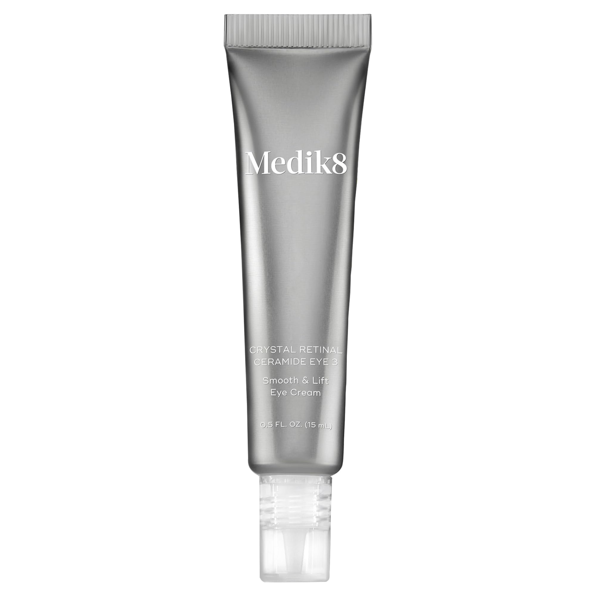 Medik8 Crystal Retinal Ceramide Eye 3 jar closeup showing creamy texture for gentle under-eye care.