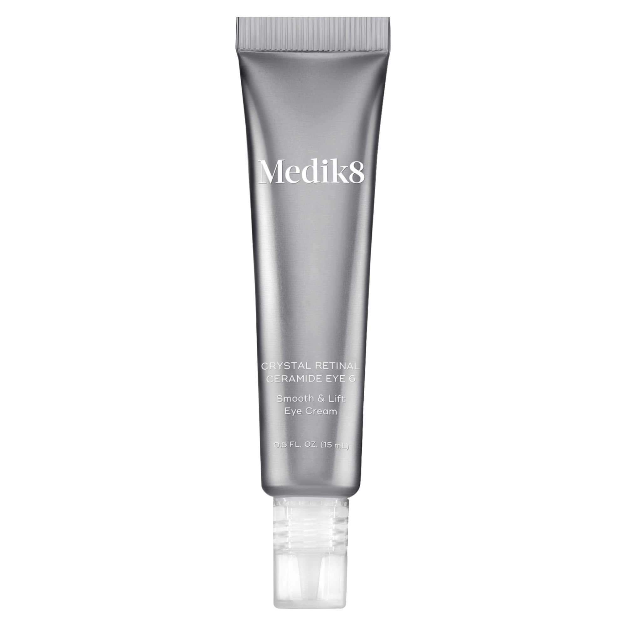 Medik8 Crystal Retinal Ceramide Eye 6 packaging shows a compact jar for daily use.