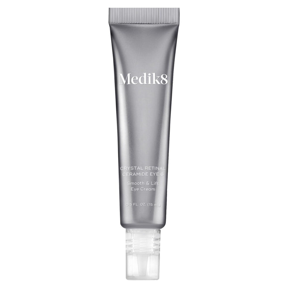 Medik8 Crystal Retinal Ceramide Eye 6 packaging shows a compact jar for daily use.