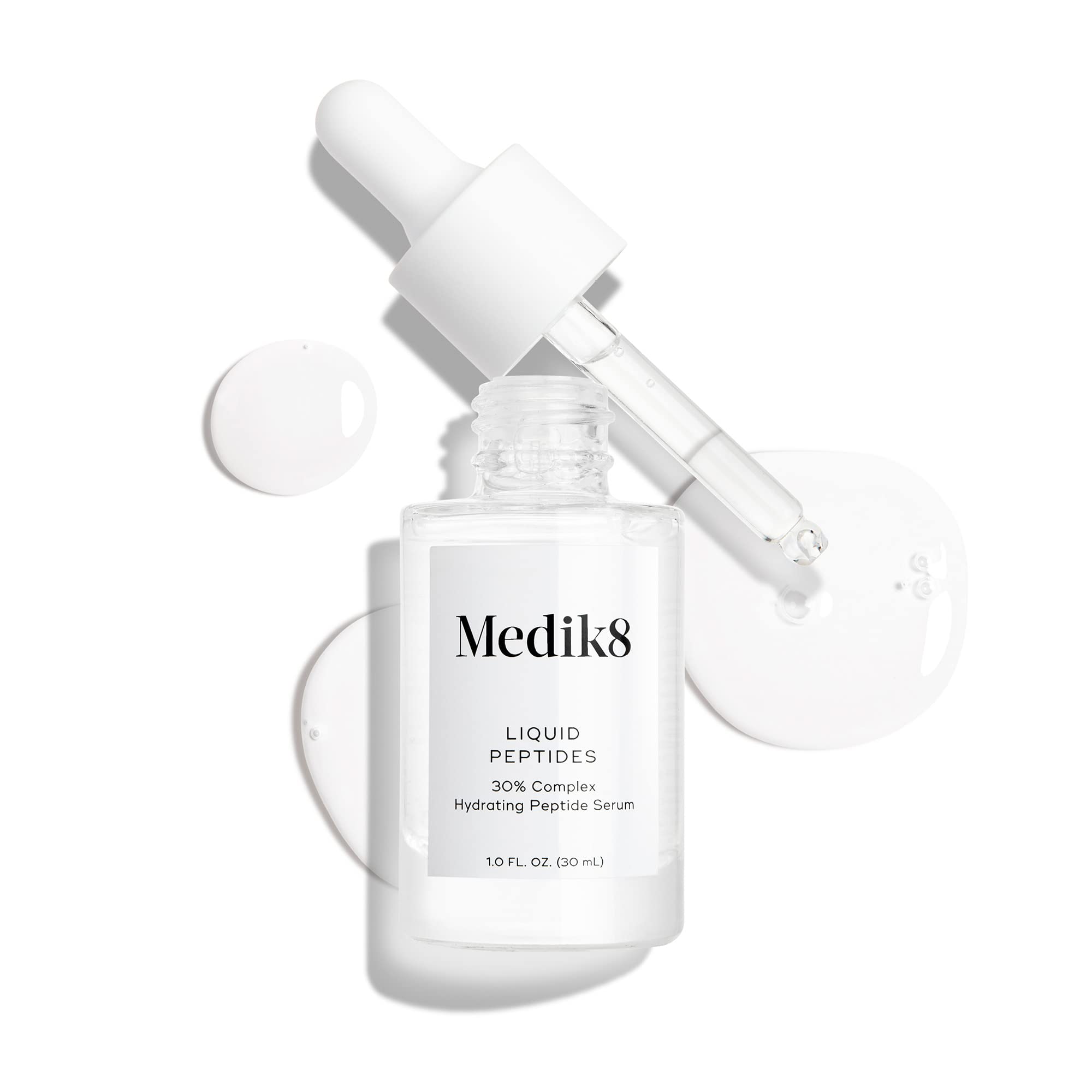 Medik8 Liquid Peptides 1 oz packaging on travel-friendly bottle