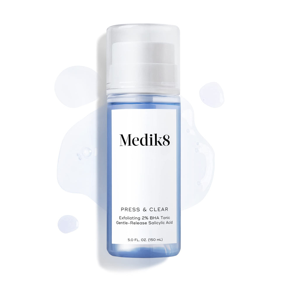 Medik8 Press and Clear packaging with sleek bottle and label.