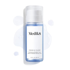 Medik8 Press and Clear packaging with sleek bottle and label.