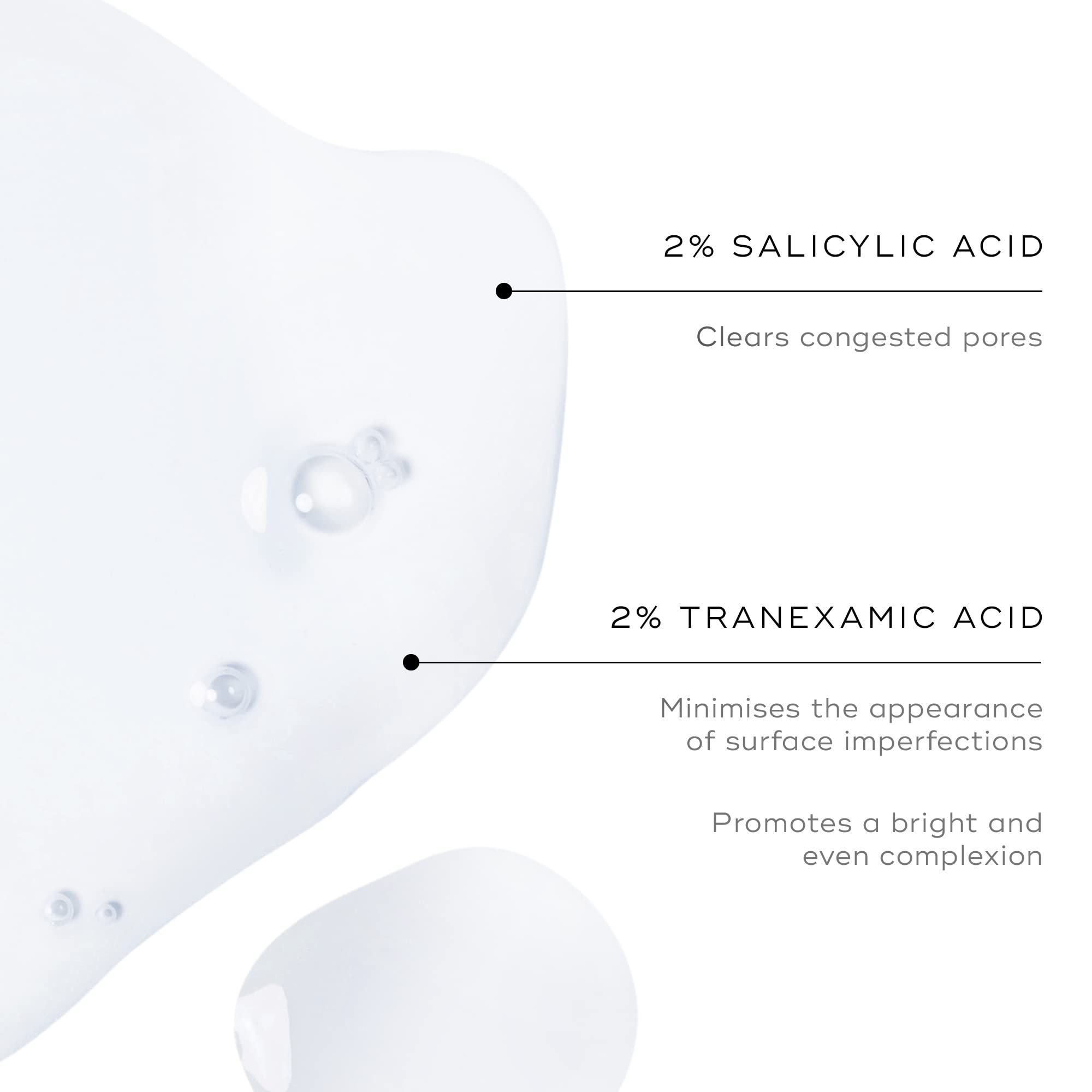 Close-up texture of Medik8 Press and Clear toner showing lightweight formula.