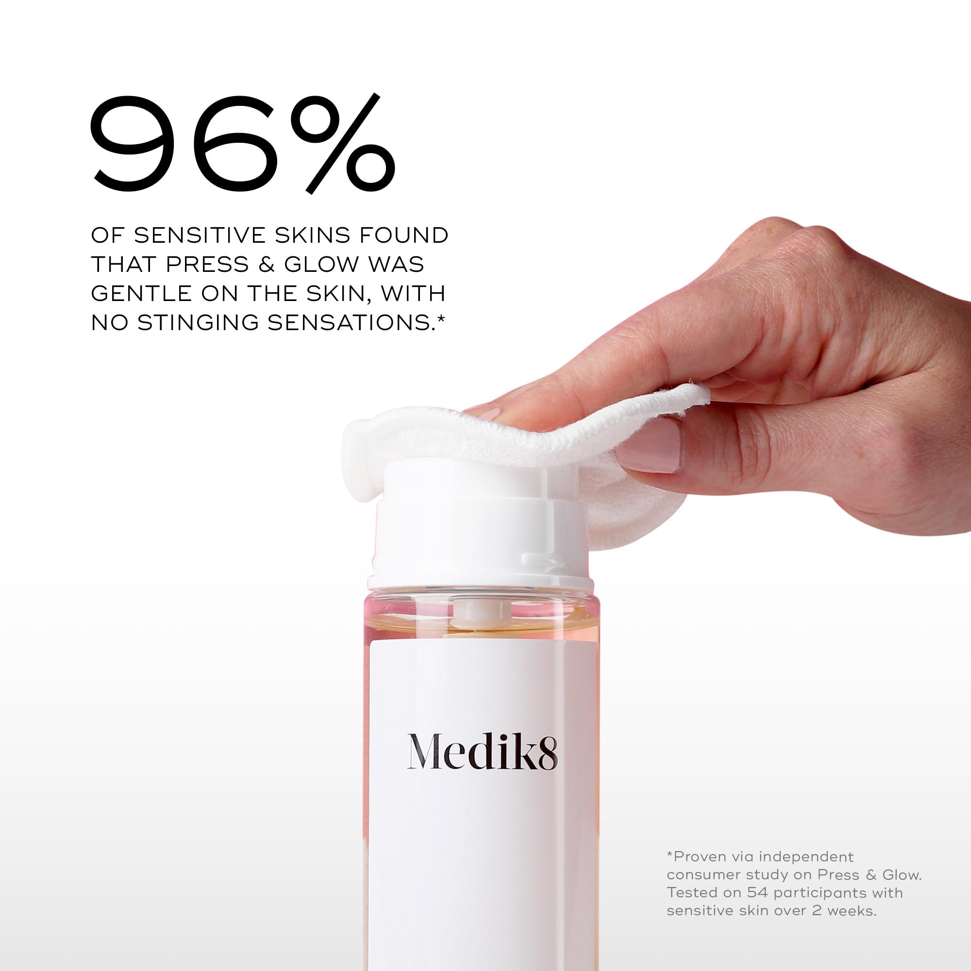 Medik8 Press and Glow application on the face shows refreshing toning and soothing feel.