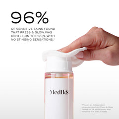 Medik8 Press and Glow application on the face shows refreshing toning and soothing feel.