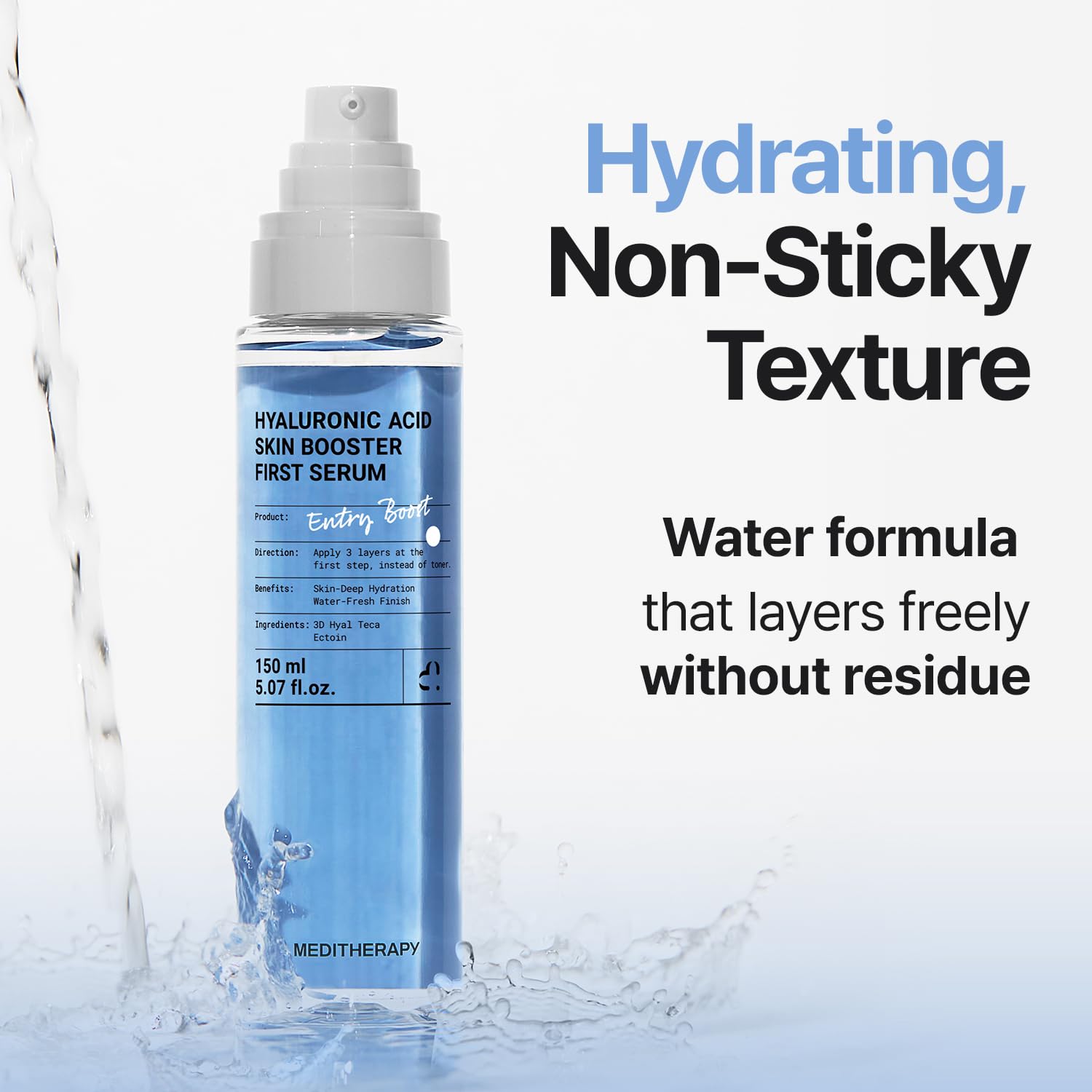 Close-up of the serum's lightweight, non-sticky texture on skin