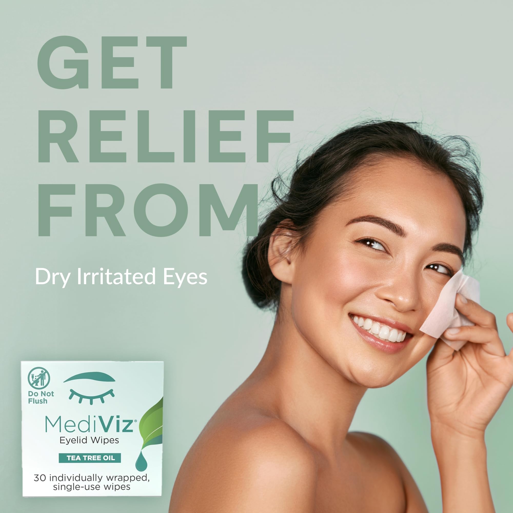 MEDIVIZ Tea Tree Eyelid Cleanser Wipes doctor-recommended eye care routine option.