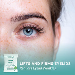 MEDIVIZ Tea Tree Eyelid Cleanser Wipes featuring tea tree oil for gentle cleansing.
