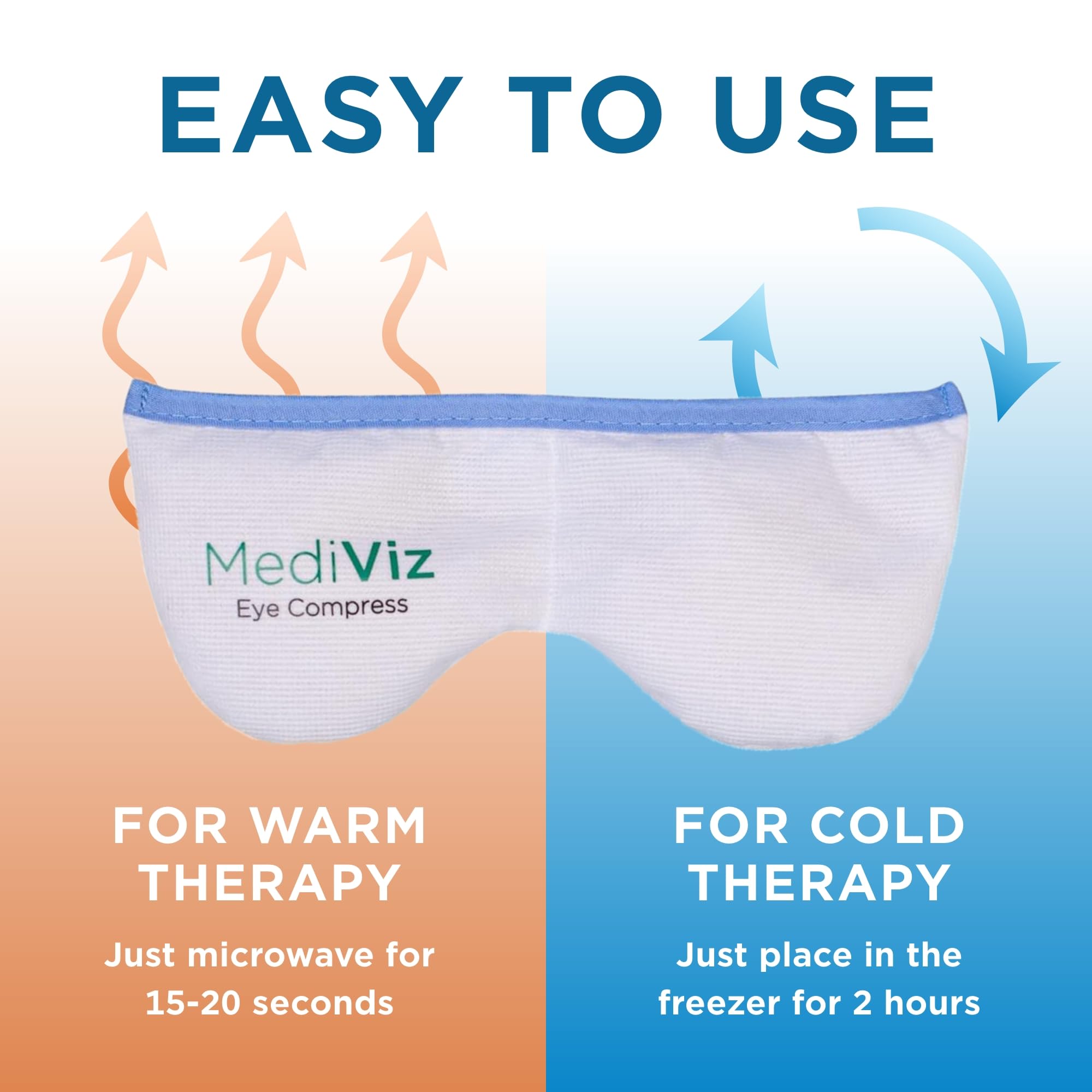 MEDIVIZ Warm Compress Eye Mask freezer-ready image emphasizes cold therapy for sinus relief.
