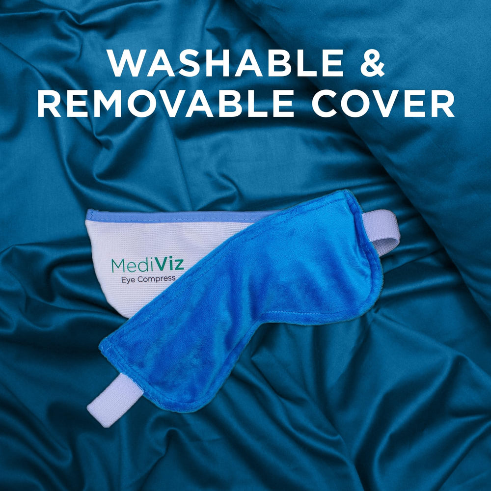 MEDIVIZ Warm Compress Eye Mask removable-cover highlights washable, reusable design.
