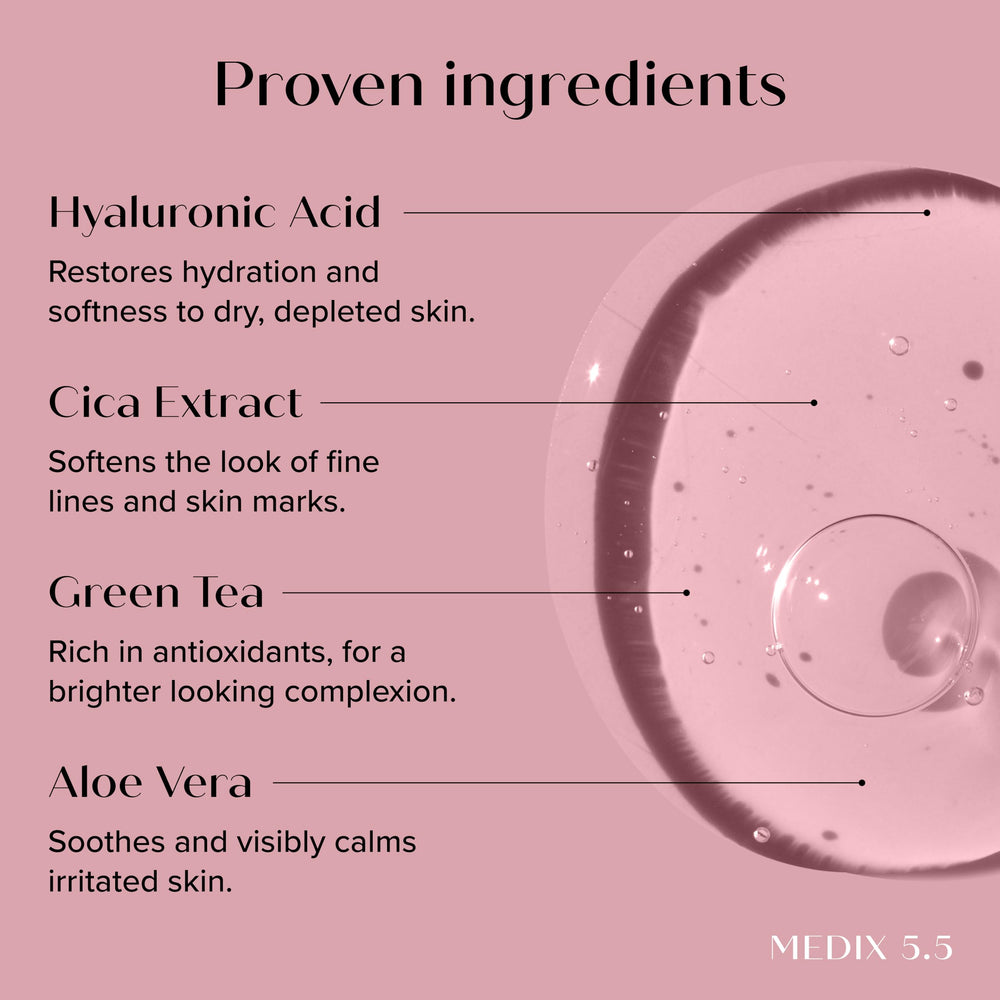 Medix 5.5 Cleanse Treat Hydrate routine trio arranged for daily use.