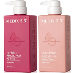 Medix 5.5 Retinol body lotion bottle delivering rich hydration for smoother skin