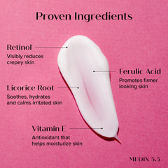 Cream swirl of Medix 5.5 Retinol Body Lotion illustrating rich coverage.
