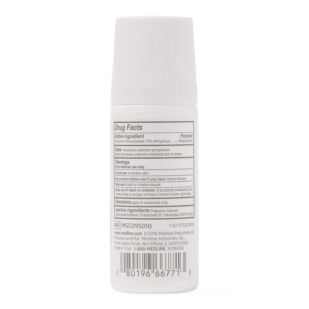 Medline MedSpa rodillo desodorante, empaque compacto para llevar en bolso